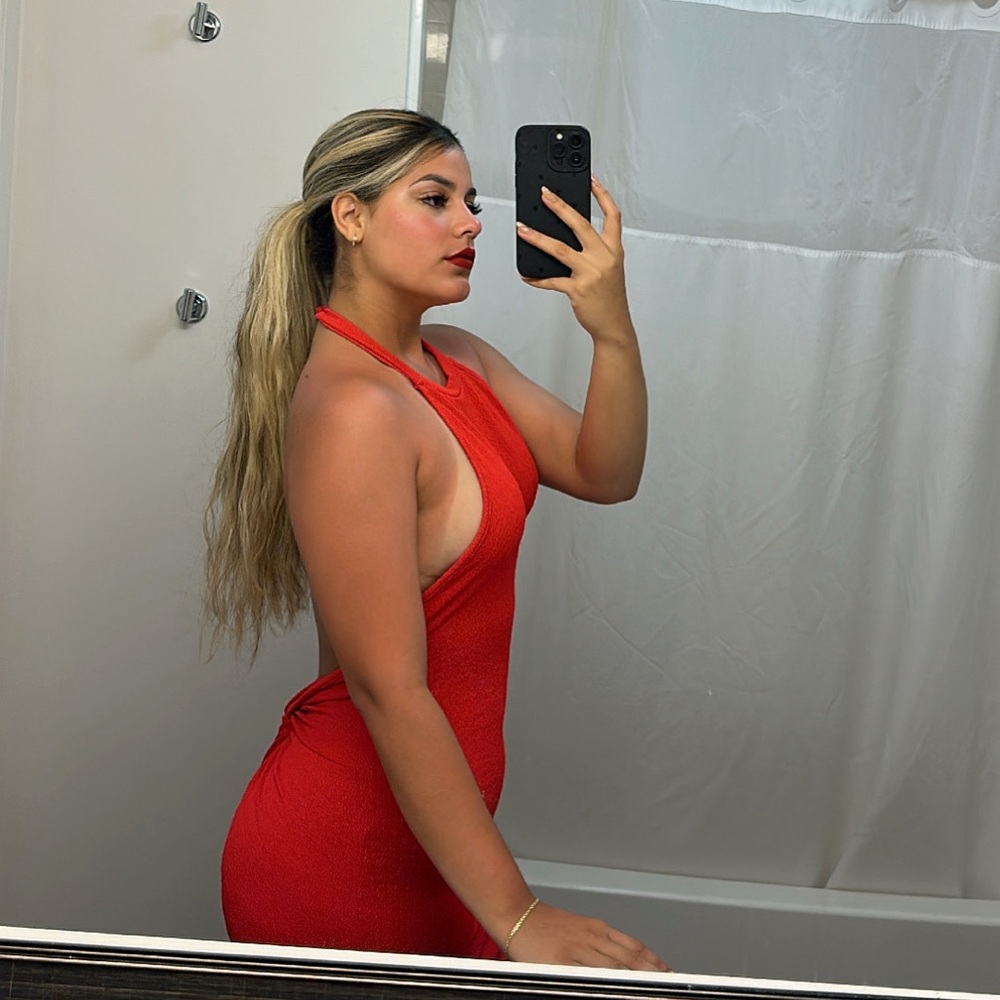 Elegant Red Halter Dress